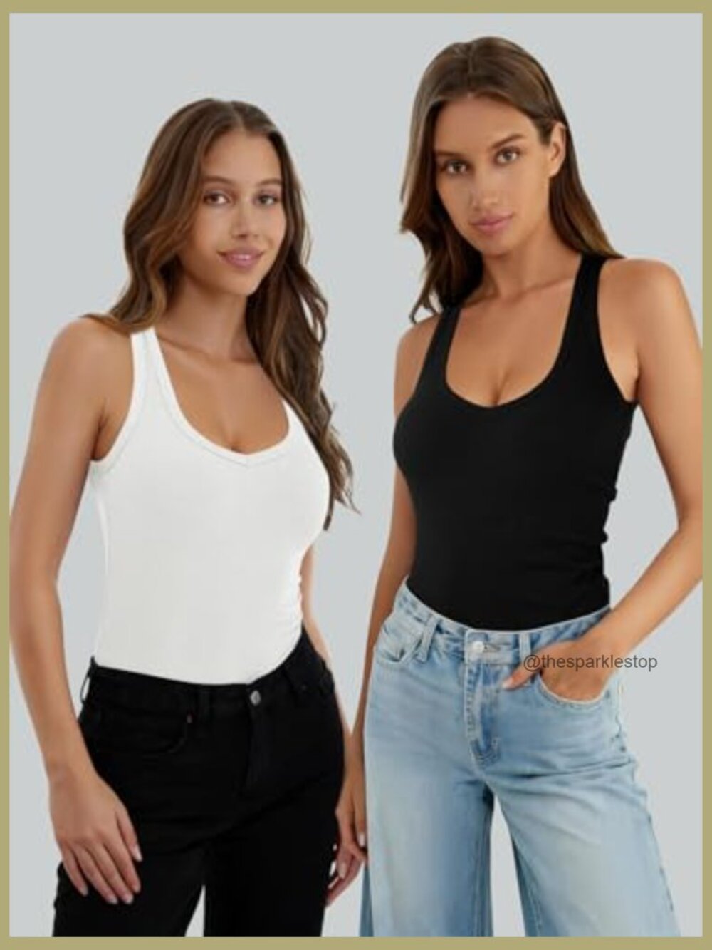 Sleeveless Ribbed Knit Tank Top - V-Neck Cami Layering Shirt - Picture 3 of 7